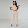 Pit stripe sports round neck tight and navel exposed set