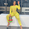Long Sleeve Tight Cutout  Bodysuit Pants