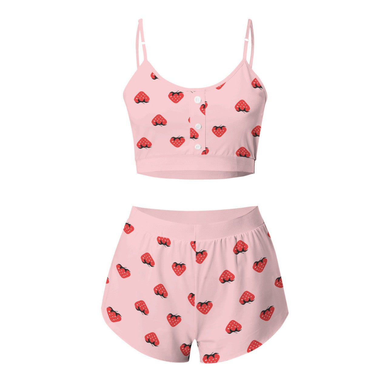 Printed Suspenders Tight Sweet Home Wear Two-Piece Set