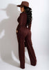 Long sleeved solid color low cut two-piece set