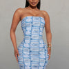 Slim Fit Backless Printed Tube Top Dress