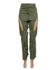 Contrasting Color Thread Stitching Hollow-out Design Casual Pants