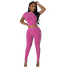 Pit stripe sports round neck tight and navel exposed set