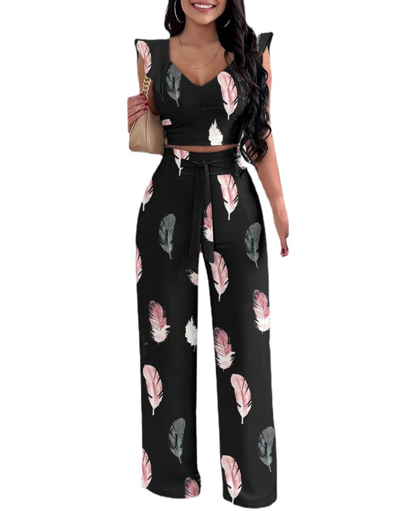 Classy Printed Feather 2PC set