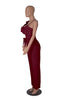 Ruffled Shoulder Sleeveless Waist-deep V Loose Solid Romsuit