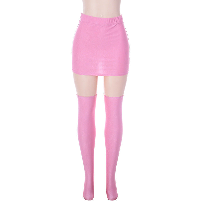 Tight Fitting Buttocks Skirt Short Skirt+half Stockings Set