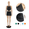 Fashion Halter Backless Draped 2pc Set
