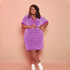 V-neck Striped Loose Dress