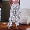 Solid color three-dimensional pocket pleated workwear pants
