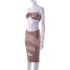 Bra Top Letter Offset Printed Elastic Waist Skirt 2PC Set