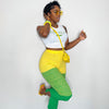 Color Matching Elastic Tight Split Trousers