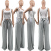 Casual Sports Home Solid Color Loose Suspenders pants