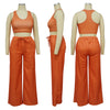 Sleeveless Open Waist Jacket Elastic Waist Wide-leg Pants Suit