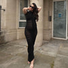 Knitted High Neck High Waist Slim Fit Long Dress