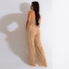 Sleeveless Open Waist Jacket Elastic Waist Wide-leg Pants Suit