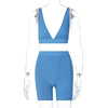 Sports V-neck Cropped Pants Yoga 2PC Set