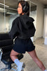 Solid Color Long Sleeved Shorts Hoodie Two-piece Set