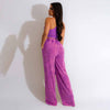 Sleeveless Open Waist Jacket Elastic Waist Wide-leg Pants Suit