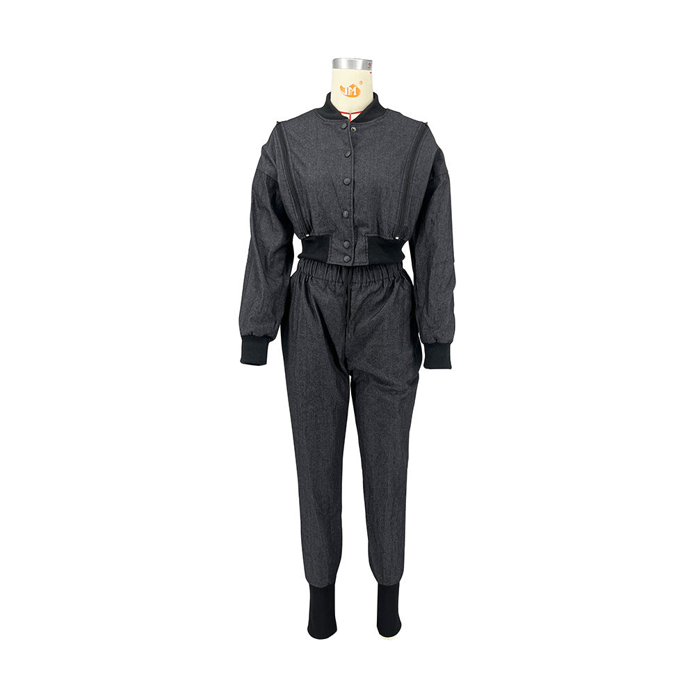 Zipper Panel Denim Thread Set