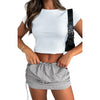 Solid Color Pleating Rubber Band Sprin Sports Suit Skir