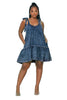 Solid Color U-Neck Denim Suspender Dress