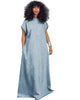 Denim Loose Deep V Open Back Dress