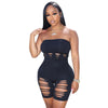 Hollow-out Tight Top & Short 2PC Set