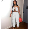 Sleeveless Lace-up Chest Wrap Vest Pants 2PC Set