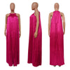 Sleeveless Off Shoulder Simulated Silk Pleated Large Swing Dress