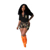 Solid Camouflage Short-Sleeved Shorts T 2PC Set