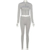Stand Collar Zippered Long Sleeve Top High Waist Tight Trousers Set