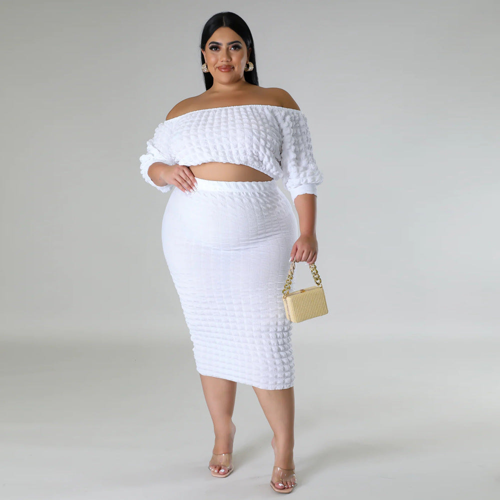 Large One Line Solid Bubbled 2PC Set