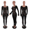 Mesh flocked shoulder jumpsuit
