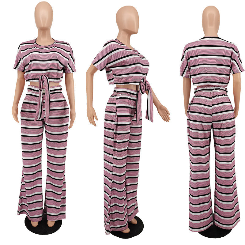 Large Striped Printed 2PC Suit