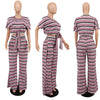 Large Striped Printed 2PC Suit