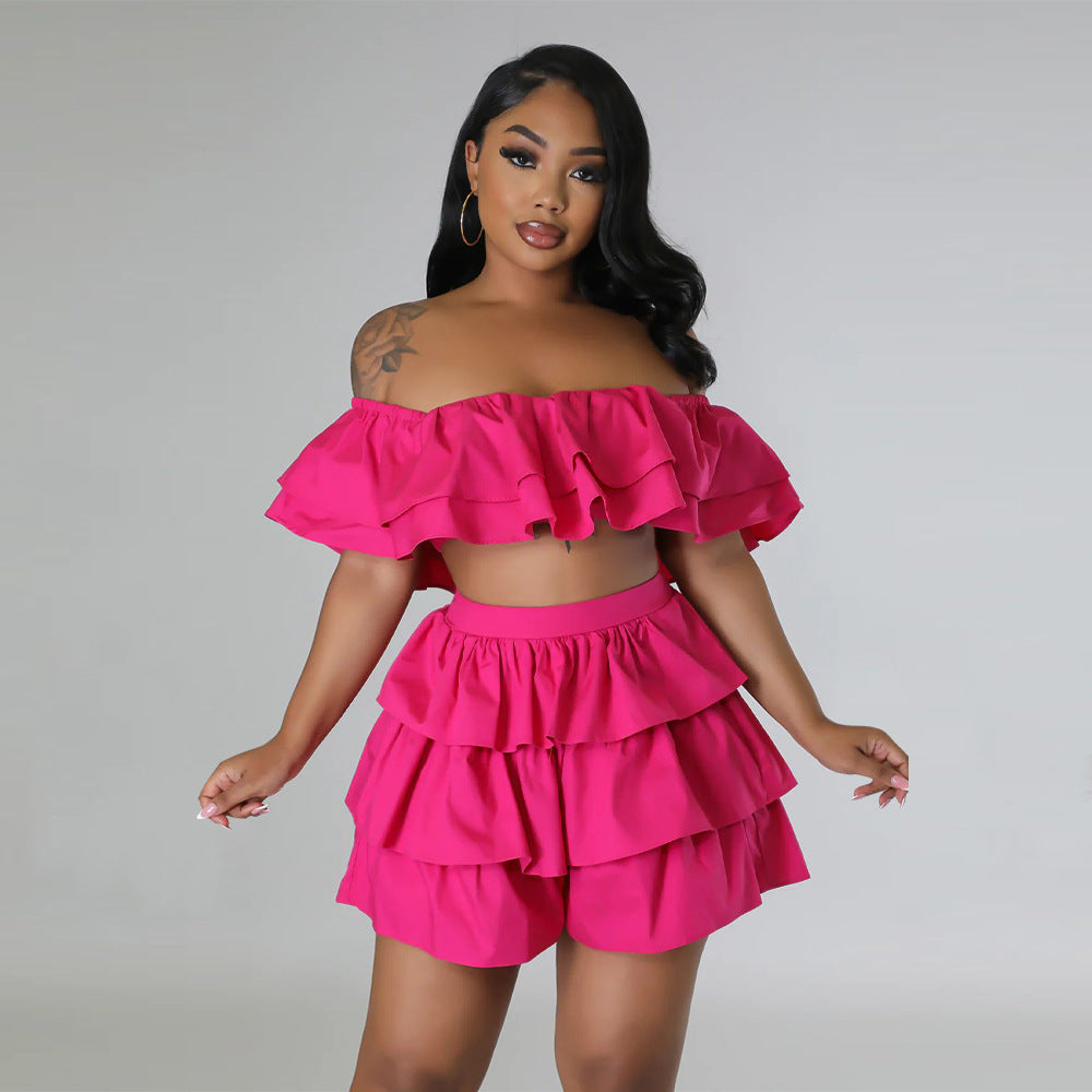 Ruffled off-the-shoulder  2pc Ser