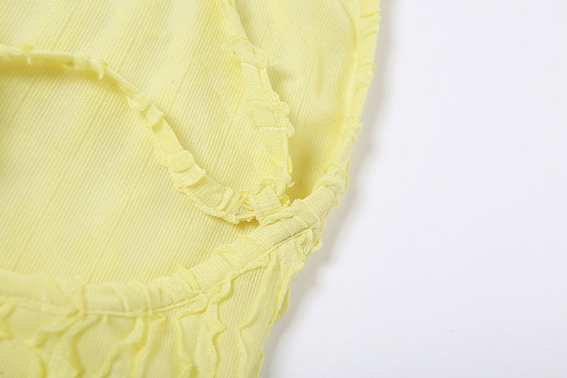 Strap Backless Popcorn Dress