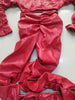 Solid color PU pleated 2PC set