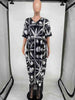 V-neck Fringed Loose Short-sleeved Printed Dress