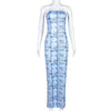 Slim Fit Backless Printed Tube Top Dress