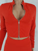 Fashion Slim Fit Zipper Solid Color 2PC Set