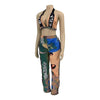 Printed Shoulder-Wrapped Chest Backless Tassel 2PC Set