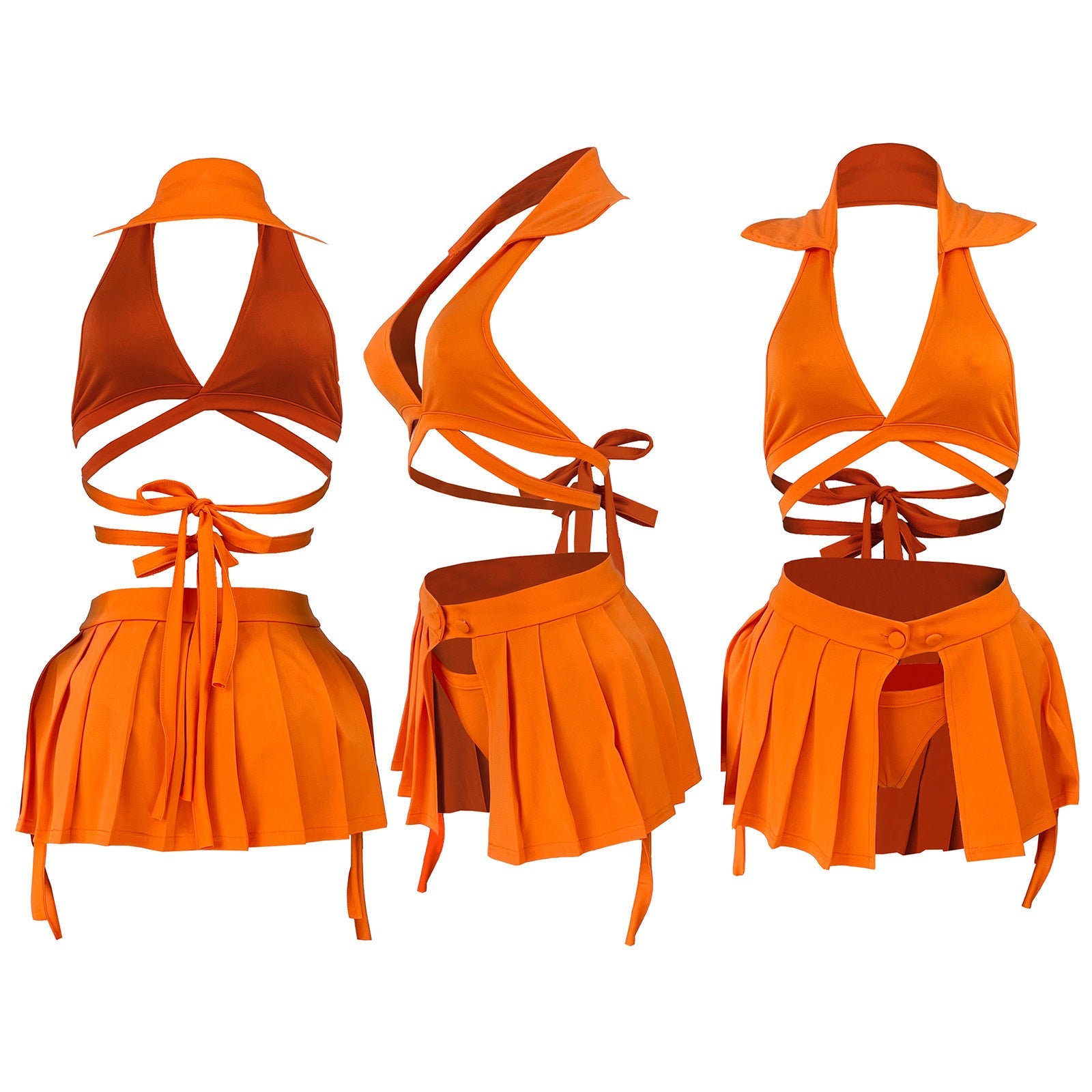 Bikini Pleated Sports Swimsuit 3pc Set