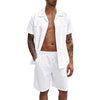 Linen Loose Short Sleeve Shorts Men's 2 PC Suit