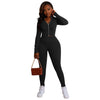 Fashion Slim Fit Zipper Solid Color 2PC Set