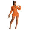 Bubble Zipper Slim Fit Solid Color Long Sleeve Jumpsuit