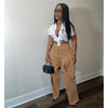Cotton Fried Dough Twists hollow casual pants