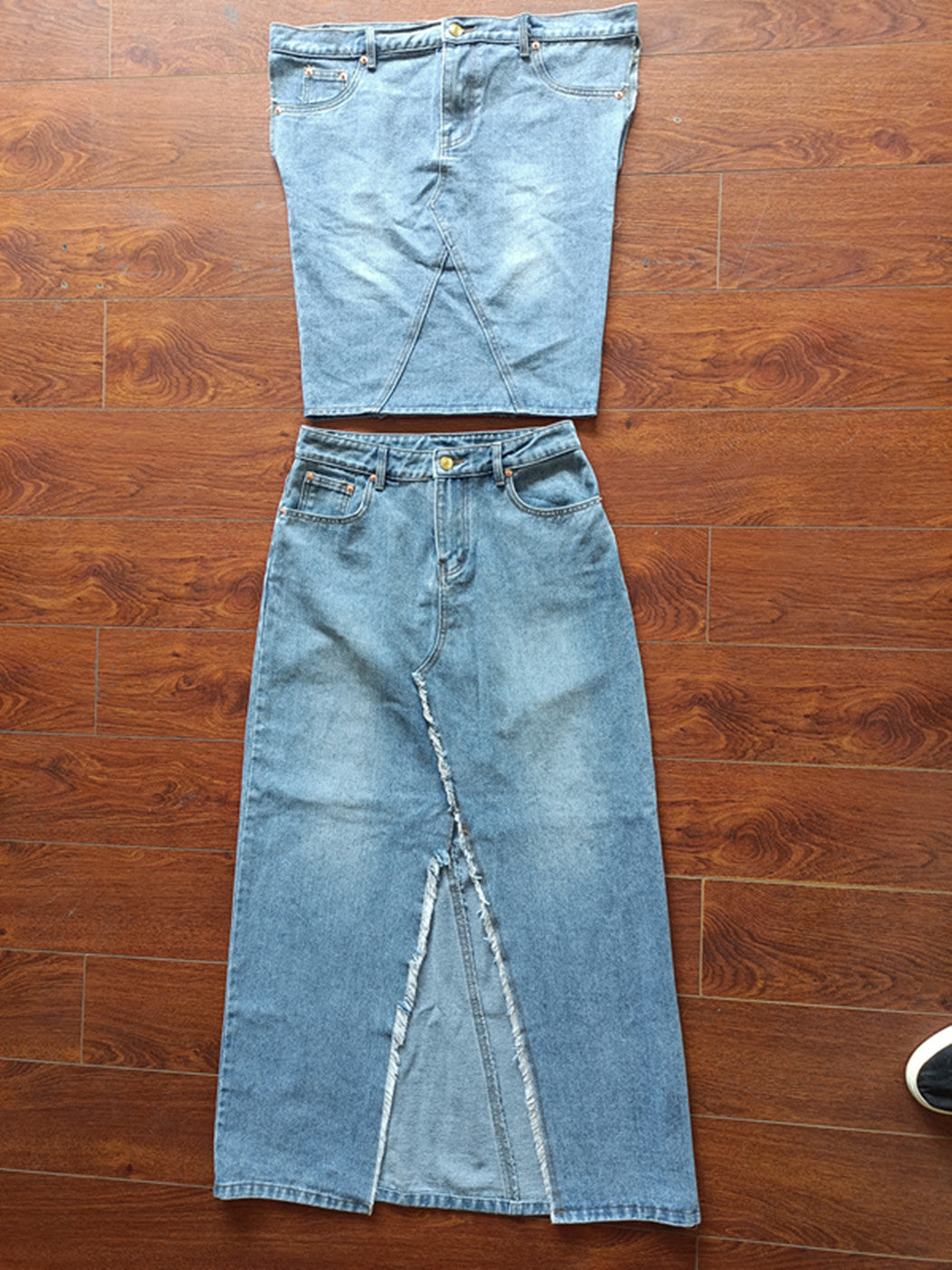 Off-the-Shoulder Vintage Denim Skirt Suit Two-Piece Set