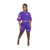 Printed Round Neck Short Sleeve Shorts