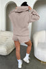 Solid Color Long Sleeved Shorts Hoodie Two-piece Set